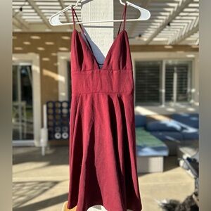 TOBI Burgundy Spaghetti Strap Dress